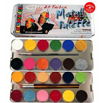Greenheimind eine praktische Zusammenstellung der wichtigsten Farben .. el Schminkpalette mit 3 Profipinsel, 24 Farben nachhaltig