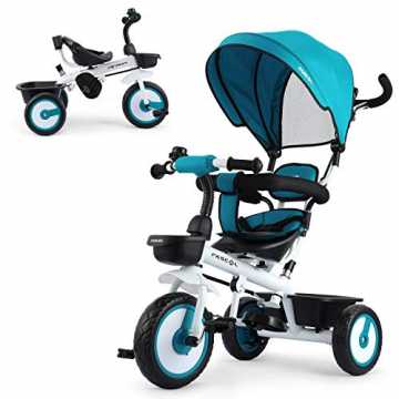 Greenheimstum des Babys: 12 bis 18 Monate, Schubstange Kontrolle, zus.. irad 4 in 1 Dreirad Kinderdreirad Kinder Tricycle mit Klappbarer Fußstütze, Sonnendach und Einstellbare Sch... nachhaltig