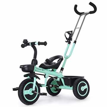 Greenheimeirad geeignet für Jungen und Mädchen, CE Zertifizierung, Ma.. der Dreirad mit Lenkbarer Schubstange 2 in 1 Kinderdreirad Baby Kinderwagen mit Flüsterleise Gummireifen Be... nachhaltig