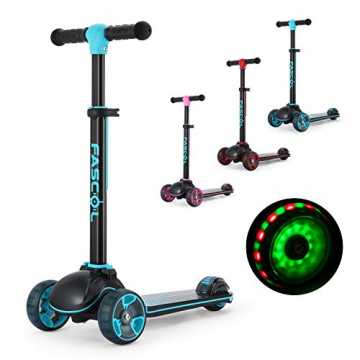 derroller Klappbar Roller Kinderscooter mit Blinkenden LED Räder Höhenverstellbar Scooter Tretroller ab 3-1... nachhaltig