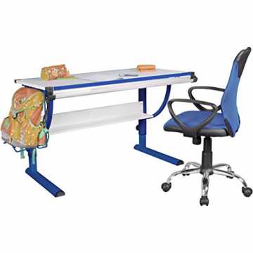 Greenheimim Alter von 6-15 Jahren mit einer Größe von 120 - 180 cmDes.. sign Kinderschreibtisch MIKEY Holz 120 x 60 cm blau / weiß | Jungen-Schülersc... nachhaltig