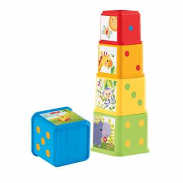 Fisher-Price CDC52 - Bunte Stapelwürfel Baby Spielzeug zum Sortieren und Stapeln, Spiel...