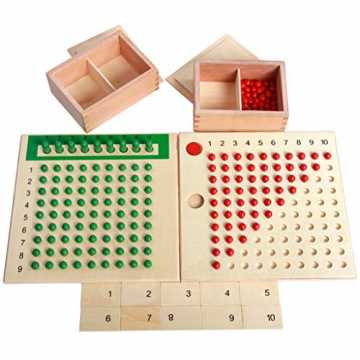 FLAMEER Mathe Lernspielzeug Montessori Mathematik Material Multiplikation Holzbrett
