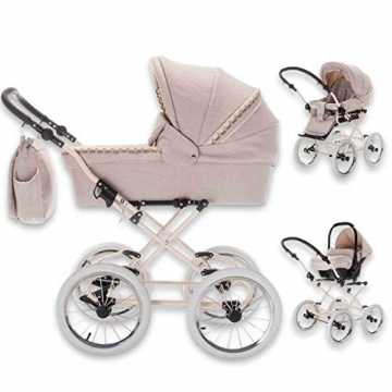 Friedrich Hugo Natureline Uni | 3 in 1 Kombi Kinderwagen Komplettset | Öko Nostalgie Kinderwagen | Farbe: Elisabeth C... Friedrich Hugo Natureline Uni | 3 in 1 Kombi Kinderwagen Komplettset | Öko Nostalgie Kinderwagen | Farbe: Elisabeth C...