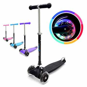 Greenheimie Steuerung passiert durch Gewichtsverlagerung auf dem Stan.. E - der sichere Premium Kinder Roller, LED 3 (DREI) Räder, faltbar, ab Kleinkind (Kickboard, Tretroller), f... nachhaltig