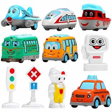 Greenheimlzeug Set enthält 1x Bus, 1x Schulbus, 1x Schiff, 1x Flugzeu.. zeug Aufziehautos Spielzeugauto Set Aufzieh Druckgussautors Spielsachen Jung ... nachhaltig