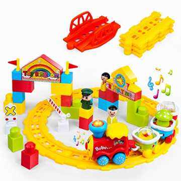 Greenheim recycelbarem ABS-Kunststoff. Es hat keine scharfen Kanten u.. Eisenbahn Kinder Zug mit Lichtern und Tönen Baby Spielzeug für Jungen und Mäd... nachhaltig