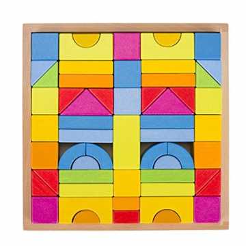  Bausteine Regenbogenfarben 57-teilig aus Holz lasiert, Mehrfarbig nachhaltig