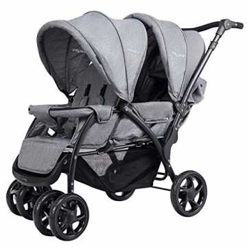 Greenheim Buggy eignet sich ideal für die Familie, welche 2 Kinder ha.. chwisterwagen Zwillingswagen, Kinderbuggy Klappbar, Buggy Zwilinge, Kinderwagen Babybuggy, Babywagen Grau, ... nachhaltig