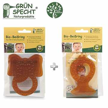 Greenheimfreundlich und nachhaltig aus Naturkautschuk produziert. Zur.. t Beißring aus Naturkautschuk Doppelpack // 2er Set,ohne Schadstoffen, Silikonen und chemischen Weichmachern nachhaltig