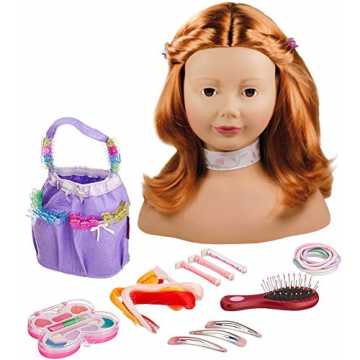 54 Haarwerk mit roten Haaren und braunen Augen - 28 cm hoher Frisierkopf- und Schminkkopf in 58-teiligen Se... nachhaltig