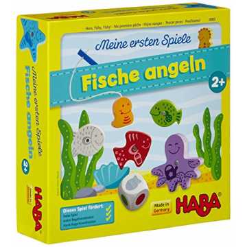Haba 4983 - Meine ersten Spiele Fische angeln, spannendes Angelspiel mit bunten Holzfig...