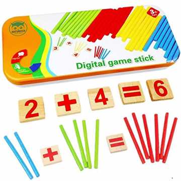 a Montessori Mathe Spielzeug aus Holz inkl. Metallbox zum Aufbewahren Zahlen ... nachhaltig