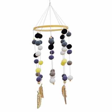 obile Windspiel Rassel Spielzeug aus Filz Ball und Bambus, Neugeborenen Kinderzimmer hängende Bettglocke, H... nachhaltig