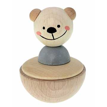 Greenheim. 8 x 5 x 5 cmNiedliches Bären Motiv in zarten Beige- und Bl.. pielzeug 15714 - Stehaufmännchen aus Holz, Bär nature, ab 1 Jahr, ca. 8 x 5 x... nachhaltig