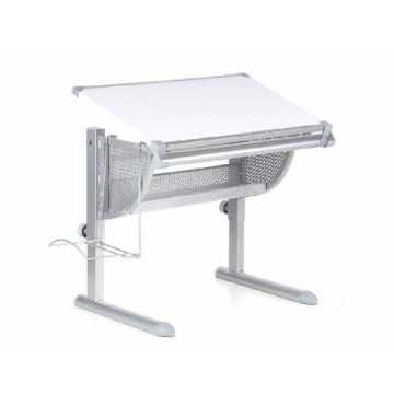  Kinderschreibtisch Belia höhenverstellbar + neigbar Weiss/Silber nachhaltig