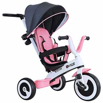 Greenheime ist dieses multifunktionale Dreirad von HOMCOM flexibel al.. n 1 Kinderdreirad Dreirad Kinder Fahrrad Rad Kinderwagen Schubstange Sonnendach Sicherheitsgurt ab 18 Monat... nachhaltig