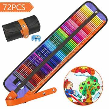  Set, Hospaop 72 Brillanten Farben Bleistift Set mit Rollbaren Canvas Tasche und Anspitzer, Bleistifte, Mal... nachhaltig