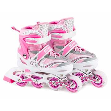 3in1 Inliner Inlineskates/Roller/Triskates für Kinder/Verstellbar/Farbe Weiß-Pink - M 34-38 (Pink M) nachhaltig