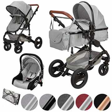 GreenheimITÄT   Der 2in1 Kombikinderwagen SOLE ist der optimale Begle.. SOLE 3 in 1 Kombi Kinderwagen | inkl. Auto Babyschale | Zusammenklappbar | inkl. Regen- & Mückenschutz | 0-... nachhaltig