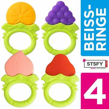 Greenheimesign für Babys & Kleinkinder Die Beißringe von STSFY in 4 f.. ßringe Freche Früchtchen - Sicher & BPA-frei - aus hygienischem Silikon - Obst Kau-Spielzeug Greifling Beis... nachhaltig