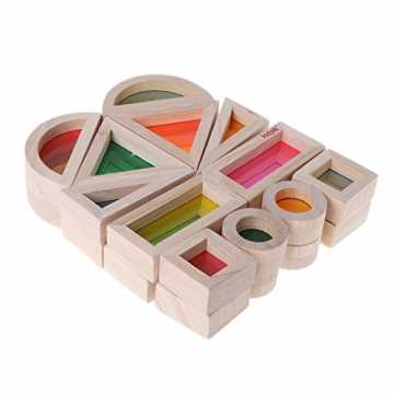 Greenheimher Qualität  Keine Originalverpackung. Wir packen es in Luf.. enbogen Acryl Holz Bausteine   Baby Pädagogisches Spielzeug Montessori Kinder... nachhaltig