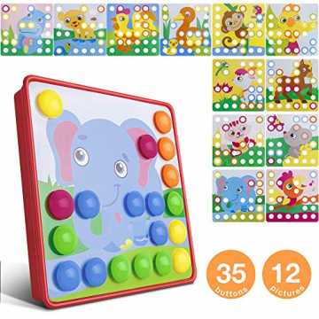 Mosaik Spielzeug, Jooheli Mosaik Steckspiel ab 3 Jahren Kinder, Steckspielzeug Pilz Nag...
