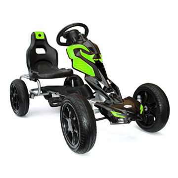 Greenheim22cm, Höhe 70cm, Breite 60cm. Shaum reifen -   #Scout Kinder Pedal Go-Kart, Shaum Reifen Eva Wheels 5-12 Jahre Grün nachhaltig