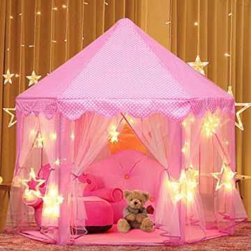 GreenheimSpielzelt mit großen Sternenlichtern Tolles Geschenk für Mäd.. nderspielzelt, Prinzessin Castle Spielzelt für Kinder mit Sternen,53 '' x 55 ... nachhaltig