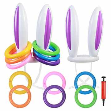 KATOOM 2Set Aufblasbare Hasenohren Ringwurfspiel Ostern Spiele Outdoor Indoor Eltern Ki...