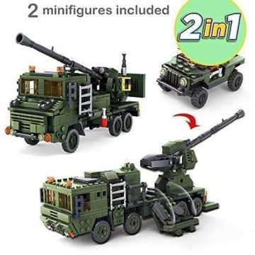 le Spielsachen Militär Kampf - The Cannon Ranger 2in1 LKW 594pcs Bausteine #8... nachhaltig
