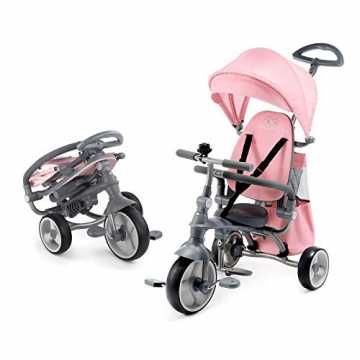 Kinderkraft Dreirad 4 in 1 JAZZ, Kinderdreirad, Kinder Fahrrad, Jogger, Klappbar mit Zubehör, Tasche, Klingel, Lenkba...