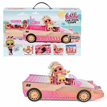L.O.L. Surprise! 565222E7C Car-Pool Coupe Puppenauto mit Schwarzlichteffekt & Sound, inklusiv Puppe
