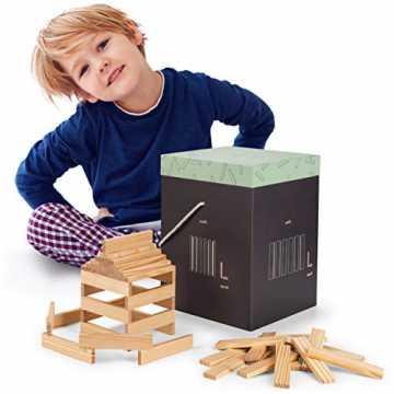 GreenheimG: Die Holz Bausteine bestehen aus naturbelassenem Kiefernho..  Holzbausteine natur - Bauklötze mit Box, Bausteine Holz, Holzbaukasten nachhaltig