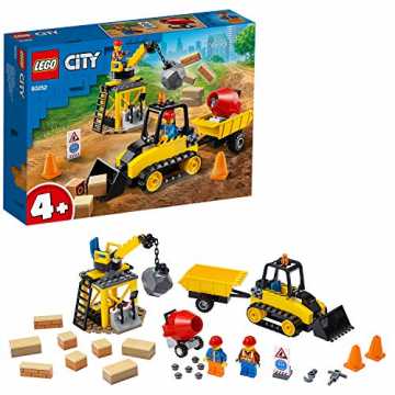 LEGO 60252 Bagger auf der Baustelle City Spielzeug mit Starter-Steinen und Kran, für Kinder ab 4 Jahren