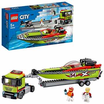 LEGO 60254 Rennboot-Transporter City LKW-Spielzeug mit Anhänger und Schnellboot, schwimmendes Badespielzeug für Kinde... LEGO 60254 Rennboot-Transporter City LKW-Spielzeug mit Anhänger und Schnellboot, schwimmendes Badespielzeug für Kinde...