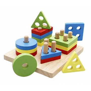 uzzles Geometrisches Stapel Steckspiel Farben und Formen Sortierspiel Lernspi... nachhaltig