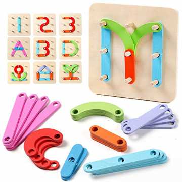 Greenheimrnes Stapelspielzeug hilft dem Kind, Zahlen-, Muster- und Bu.. uzzles Holzbuchstaben Anzahl Sorter Puzzle Pädagogische Stapelblöcke Spielzeu... nachhaltig