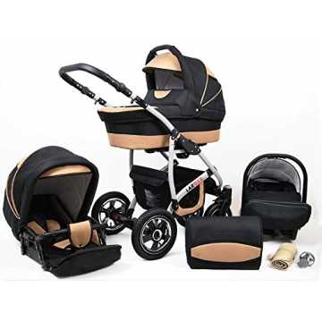 Greenheim Werk ausgepolstert inkl. Haube mit Sichtfenster und Sonnens.. inderwagen 3 in 1 Kombi Komplettset mit Autositz Isofix 2in1 Babywanne Babyschale Buggy Buggy Baby Larmax S... nachhaltig
