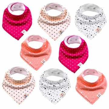 Greenheimtofffrei Die Baby Lätzchen von M.M.C. (MamiMode Collection) .. ckstücher 8 Stück Halstuch süße unisex aus Baumwolle mit verstellbaren Druckk... nachhaltig