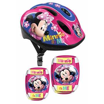 Greenheimm für Kinder + ELLENBOGEN und KNIE Schoner   Kinderfahrradhe.. rrad Helm + Protektoren Ellenbogen Knie Schützer Schoner Disney MINNIE MOUSE nachhaltig