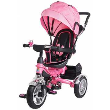Miweba Kinderdreirad Schieber 7 in 1 Kinderwagen - 360° Drehbar - Faltbar - Luftreifen - Heckfederung - Laufrad - Dre...
