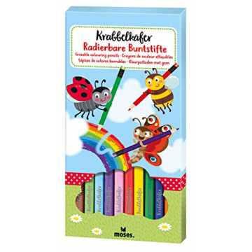 Greenheimtiften in brillanten Farben (gelb, orange, rosa, rot, lila, .. 23 Krabbelkäfer Radierbare Buntstifte | 12 Stifte in leuchtenden Farben | Für Kinder, bunt nachhaltig