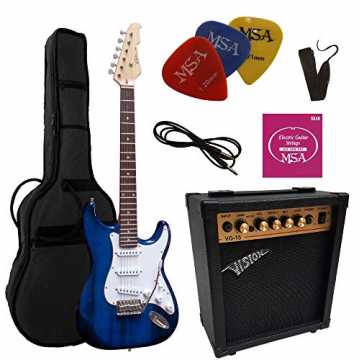 Greenheimblau-transparent im Set von Vision !!! In verschieden Farben.. ARRE DUNKELBLAU-TRANSPARENT - E-GITARRE - IM SET MIT 20WATT VERSTÄRKER - TASCHE - BAND - SAITEN - 3xPIK nachhaltig