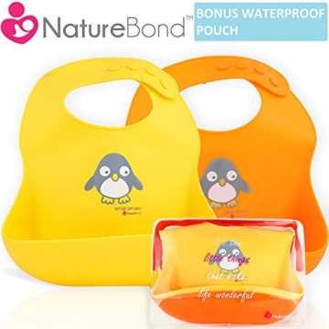 NatureBond Lätzchen, 2 Set Wasserdicht Baby Lätzchen Abwaschbar Baby lätzchen aus Silik...