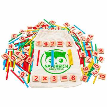Greenheimhreibt? Dann schenken Sie ihm jetzt das Natureich Mathe Holz.. Mathematik Montessori Spielzeug aus Holz inkl. Stoffbeutel zum Aufbewahren Za... nachhaltig
