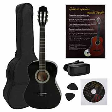 nzertgitarre 4/4 STARTER SET schwarz mit cremefarbigen Randeinlagen, incl. Tasche leicht gepolstert mit Ruc... nachhaltig