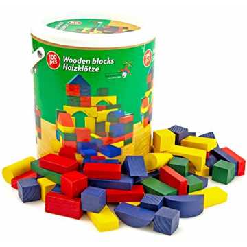 EN Holz-Bausteine BAU-Klötze BAU-Steine Bunte Natur-Bausteine BAU-Set Kinder-... nachhaltig