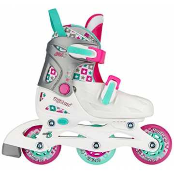 Greenheim inner polyamide boot with polyester liningadjustable in 4 s.. der SK8 Inline Skates Junior Adjustable • Hardboot •, White/Aqua/Fuchsia, 27-30 nachhaltig