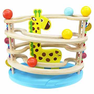 Greenheimfnissen der frühkindlichen Bildung gerecht wird?   Möchten S.. Holz Murmelbahn Holzspielzeug-Rollbahn aus Holz mit 3 Kugels Spielzeug Giraff... nachhaltig